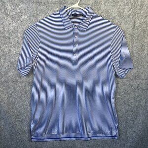 RLX Ralph Lauren Blue Golf Polo Shirt Adult 2X-Large Striped Oxford Country Club